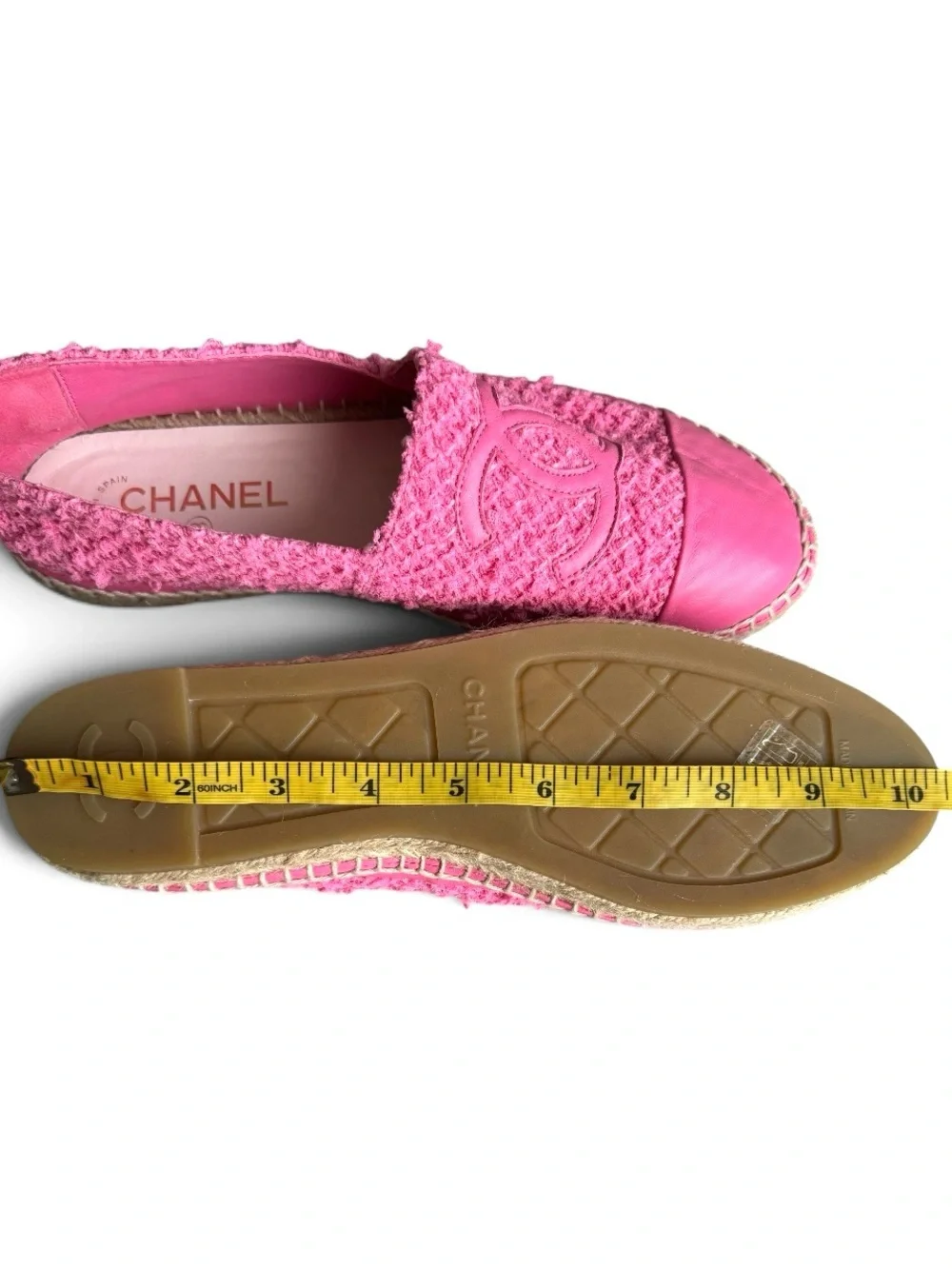 🆕 CHANEL CC Interlocking Tweed Pink Espadrille Flats